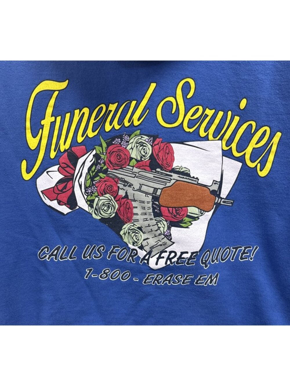 Love Kills Womens Blue Hoodie Pullover Funeral Services Graphic Print Sz Small